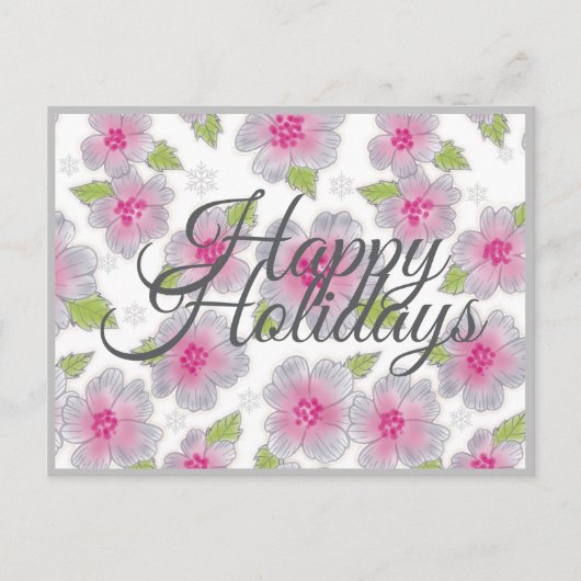 Flowers Elegance Happy Holidays Card シーズンポストカード (正面)
