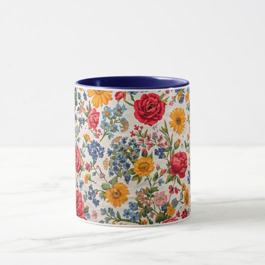 Flowers Everywhere, colorful design, マグカップ (中央)