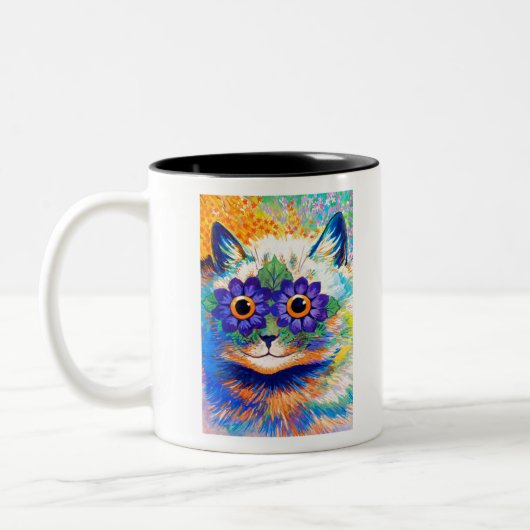 Flowers eyes cat by Louis Wain ツートーンマグカップ (左)