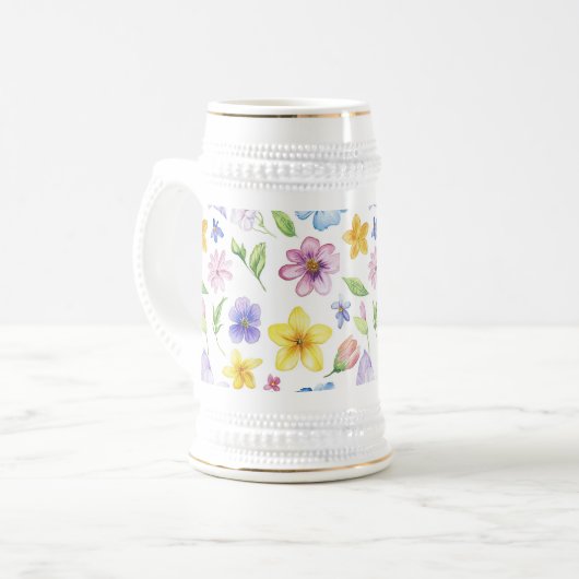 Flowers Floral Pattern Sublimation-95651 ビールジョッキ (正面左)