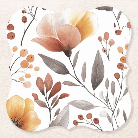 Flowers Floral Pattern Sublimation-95653 ペーパーコースター (正面)