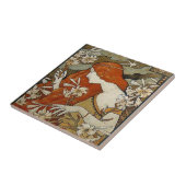 Flowers Floral Woman Vintageアールヌーボーの女性 タイル (側面)