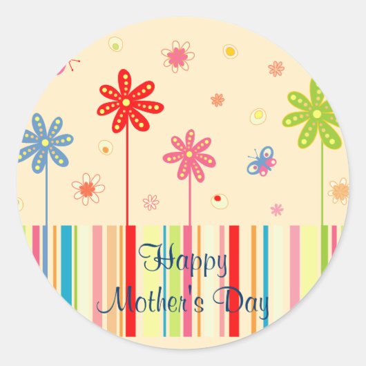 Flowers for Mother's Dayスタンプ ラウンドシール (正面)