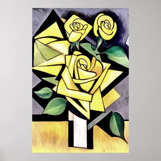 Flowers From A Friend Geometric Yellow Roses ポスター (正面)