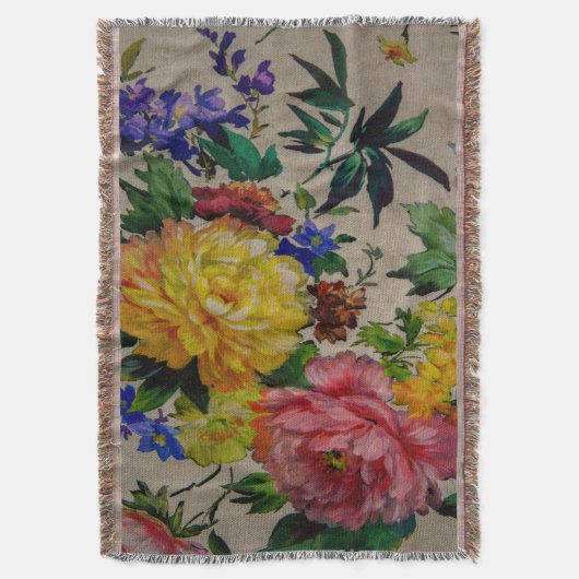 Flowers fulcolor texture Jacquard tapestry スローブランケット (正面縦)
