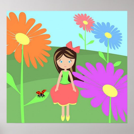 Flowers, Girl and Ladybug ポスター (正面)