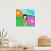 Flowers, Girl and Ladybug ポスター (キッチン)