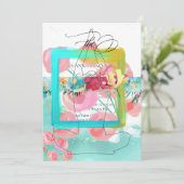 *~* Flowers Glitter Modern Abstract  Mint Invitati 招待状 (スタンド正面)
