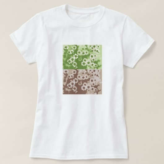 flowers green brown tシャツ (デザイン正面)