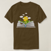 flowers growing from book Sticker addicted to read Tシャツ (デザイン正面)