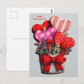 Flowers Hearts in a Pot Valentine`s Day Card  ポストカード (正面/裏面)