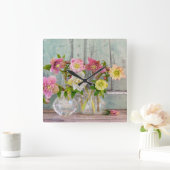 Flowers | Hellebores in Vases スクエア壁時計 (ホーム)
