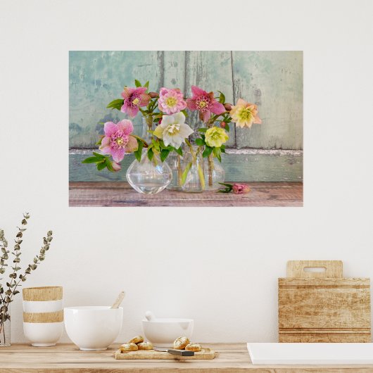 Flowers | Hellebores in Vases ポスター (キッチン)
