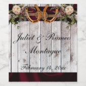 Flowers & Horseshoes, Burgundy Ribbon ワインラベル (シングルラベル)