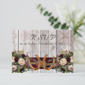 Flowers & Horseshoes, Burgundy Ribbon 出欠カード (スタンド正面)