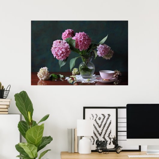 Flowers | Hydrangeas in Vase ポスター (ホームオフィス)