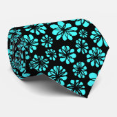 Flowers - Ice Blue on Black ネクタイ (ロール)