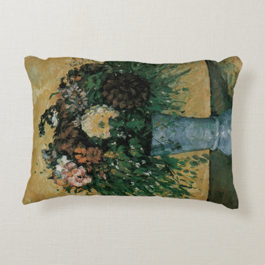 Flowers in a Blue Vape by Paulセザンヌヴィンテージアート アクセントクッション (裏面)