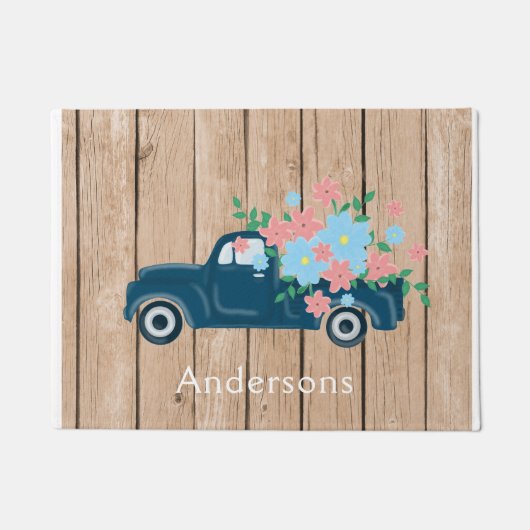 Flowers In A Pickup Truck Personalized Doormat ドアマット (正面)