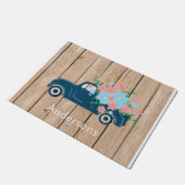 Flowers In A Pickup Truck Personalized Doormat ドアマット (アングル)