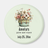 Flowers in a Pot Cozy Cute Birthday Party Date マグネット (正面)