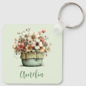 Flowers in a Pot Cozy Shabby Cute キーホルダー (裏面)