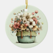 Flowers in a Pot Cozy Shabby Cute セラミックオーナメント (正面)