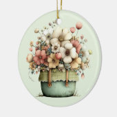 Flowers in a Pot Cozy Shabby Cute セラミックオーナメント (左)