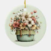 Flowers in a Pot Cozy Shabby Cute セラミックオーナメント (裏面)