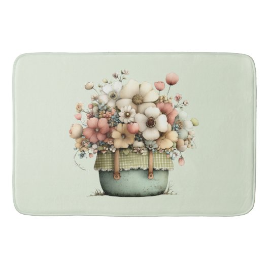 Flowers in a Pot Cozy Shabby Cute バスマット (正面)