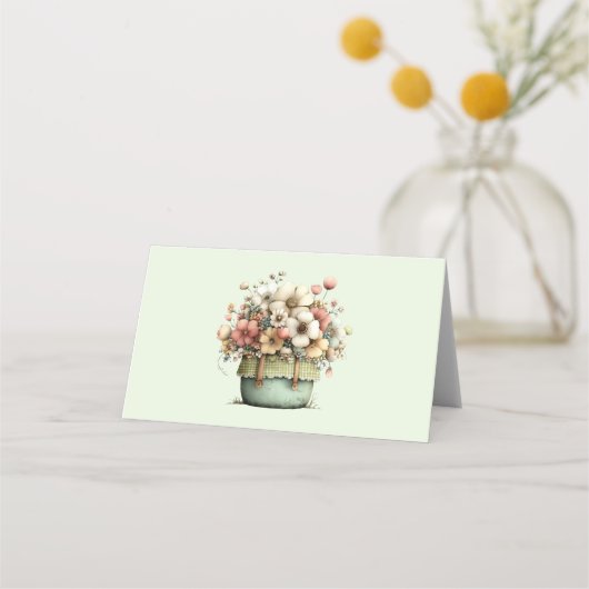 Flowers in a Pot Cozy Shabby Cute プレイスカード (正面)
