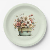 Flowers in a Pot Cozy Shabby Cute ペーパープレート (正面)