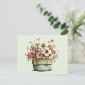 Flowers in a Pot Cozy Shabby Cute ポストカード (スタンド正面)