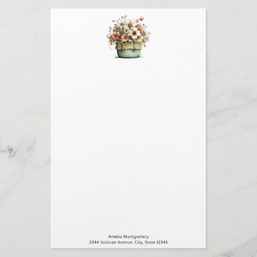 Flowers in a Pot Cozy Shabby Cute 便箋 (正面)