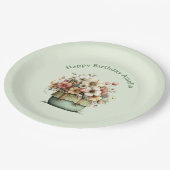  Flowers in a Pot Cozy Shabby Cute Birthday ペーパープレート (アングル)