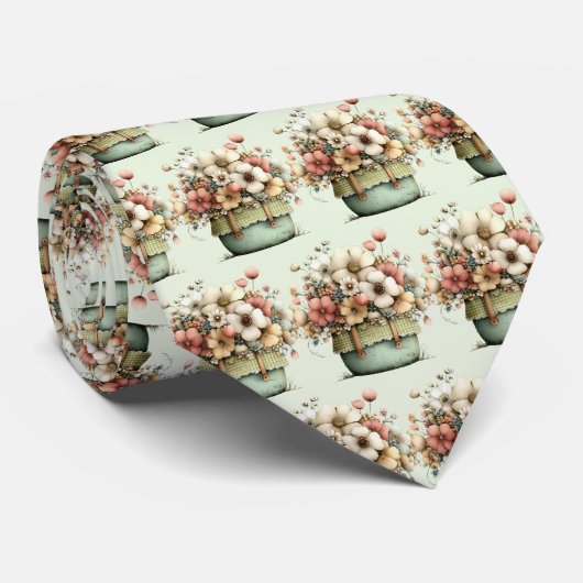 Flowers in a Pot Cozy Shabby Cute Pattern ネクタイ (ロール)