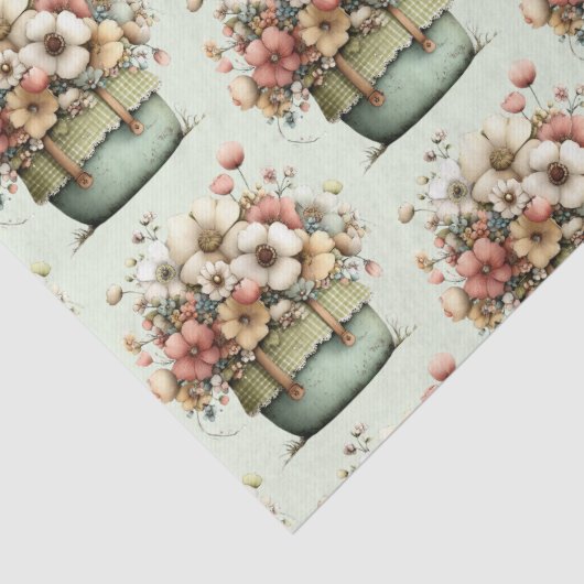 Flowers in a Pot Cozy Shabby Cute Pattern 薄葉紙 (詳細)