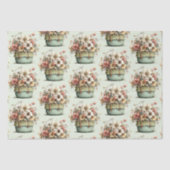 Flowers in a Pot Cozy Shabby Cute Pattern 薄葉紙 (正面)