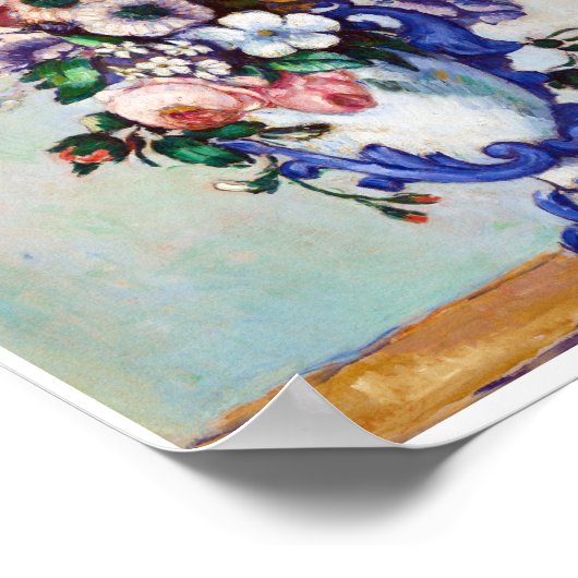 Flowers in a Rococo Vase, Paul Cezanne ポスター (角)