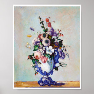 Flowers in a Rococo Vase, Paul Cezanne ポスター