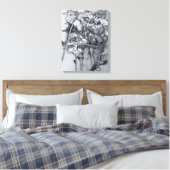 Flowers in Black and White キャンバスプリント (インサイチュ (寝室))