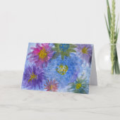 Flowers in Blue Lavender Pink Blank Greeting Card カード (正面)