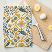 Flowers in circles キッチンタオル (四つ折り)