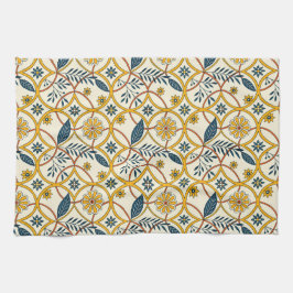 Flowers in circles キッチンタオル