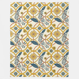 Flowers in circles フリースブランケット