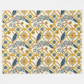 Flowers in circles フリースブランケット (正面(横))