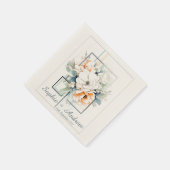 Flowers in Cube-Frame:Personalized Wedding Napkins スタンダードカクテルナプキン (角)