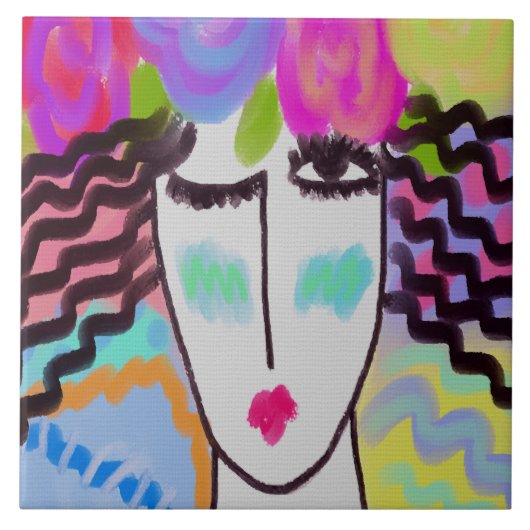 Flowers in Her Hair Digital 絵画's タイル (正面)