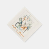 Flowers in orange Cube-Frame: Wedding Napkins スタンダードカクテルナプキン (角)