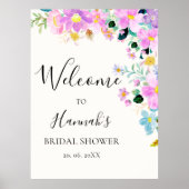 Flowers in pink tones boho Bridal Shower ポスター (正面)